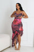 Ibiza Mesh Print Ruffle Midi Dress